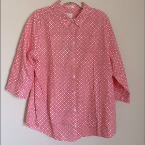 Womens NWOT Chicos button down shirt size 3/XL/16 quarter sleeve pink orange